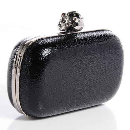 Alexander McQueen Patent Leather Skull Box Clutch Black 3 of 9