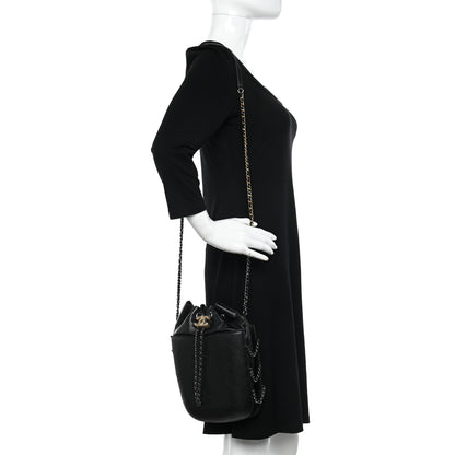 Chanel Aged Calfskin Quilted Gabrielle Bucket Black 2 of 10