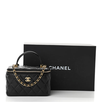 Chanel Lambskin Quilted Small Top Handle Vanity Case With Chain Black 11 of 11