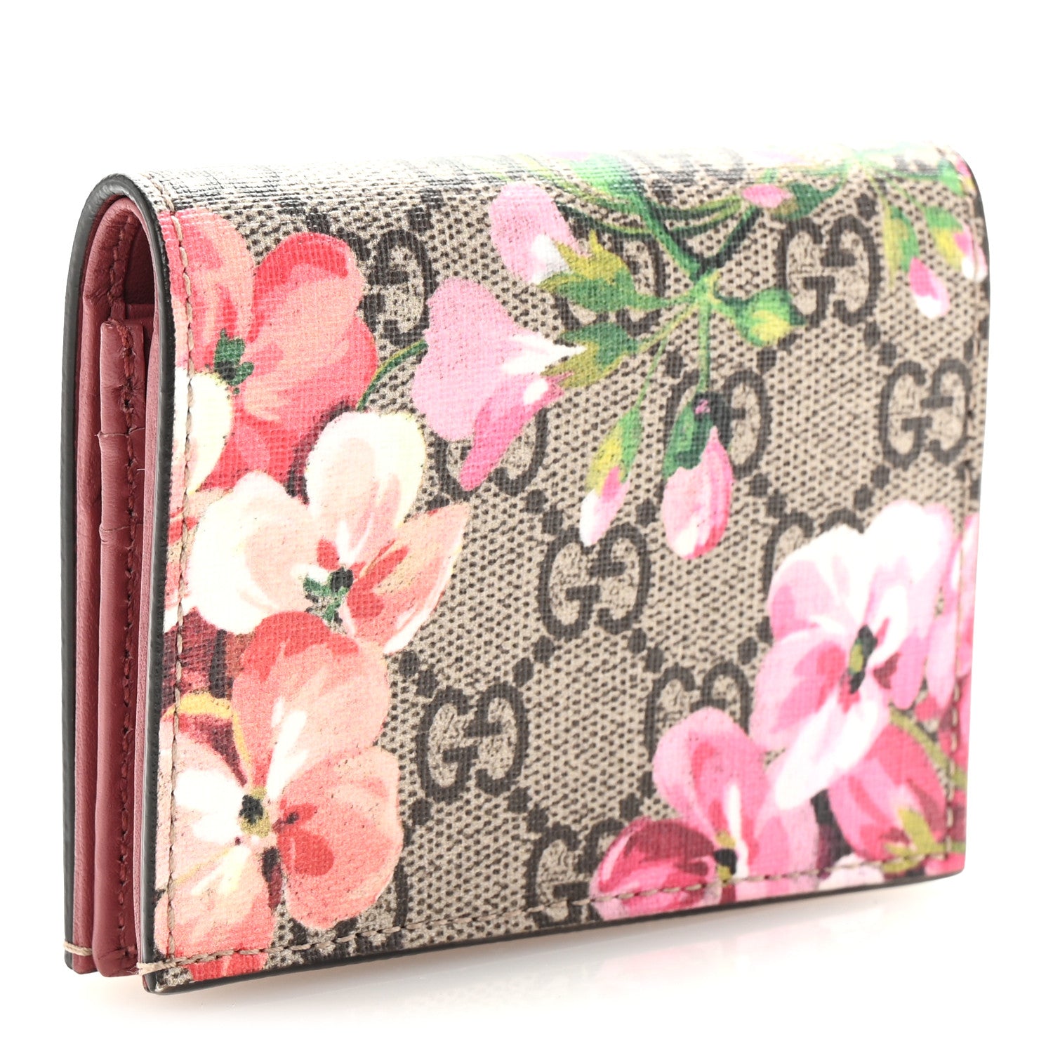 Gucci GG Supreme Monogram Blooms Card Case Beige Multicolor Dry Rose 3 of 8