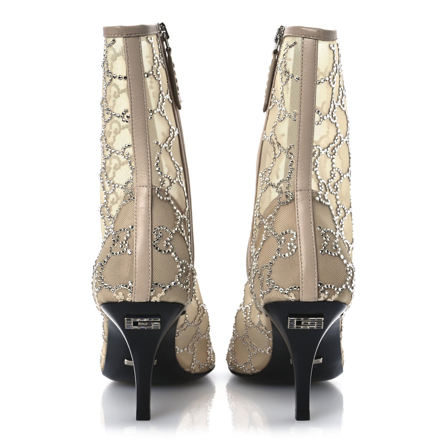 Tela Retino Kid Scamosciato Crystal GG Monogram Square Demi Boot 38.5 Light Powder Skin Rose