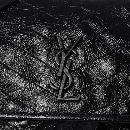 Saint Laurent Crinkled Calfskin Matelasse Monogram Medium Niki Chain Satchel Black 9 of 9