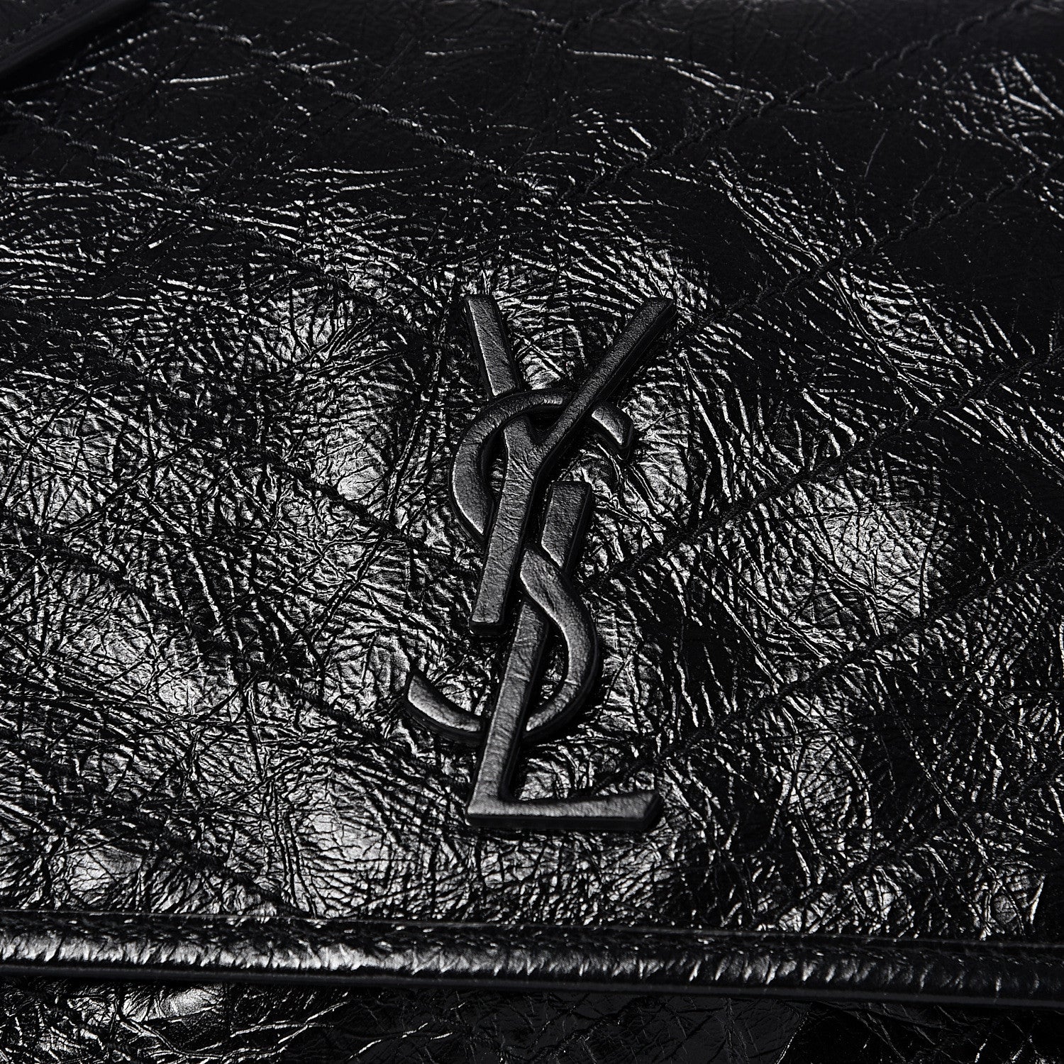 Saint Laurent Crinkled Calfskin Matelasse Monogram Medium Niki Chain Satchel Black 9 of 9