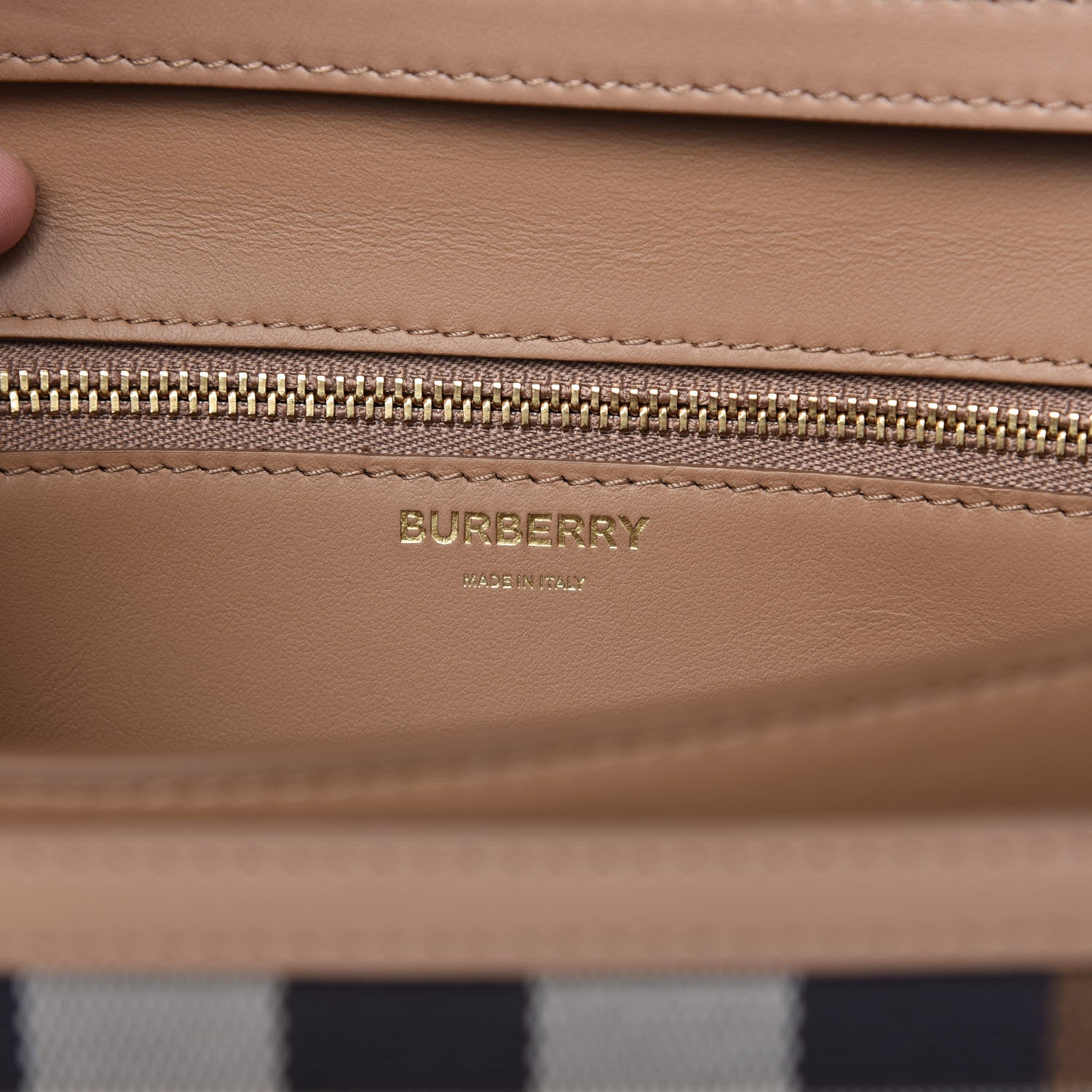 Burberry Calfskin Tartan Print Small TB Bag Light Fawn 8 of 9