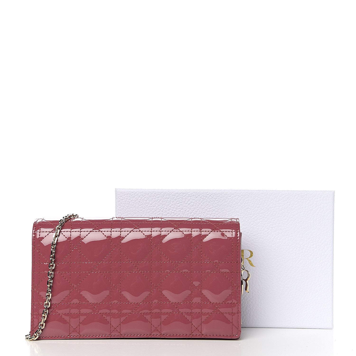 Christian Dior Patent Cannage Lady Dior Clutch Mallow Rose 10 of 10