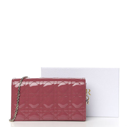 Christian Dior Patent Cannage Lady Dior Clutch Mallow Rose 10 of 10