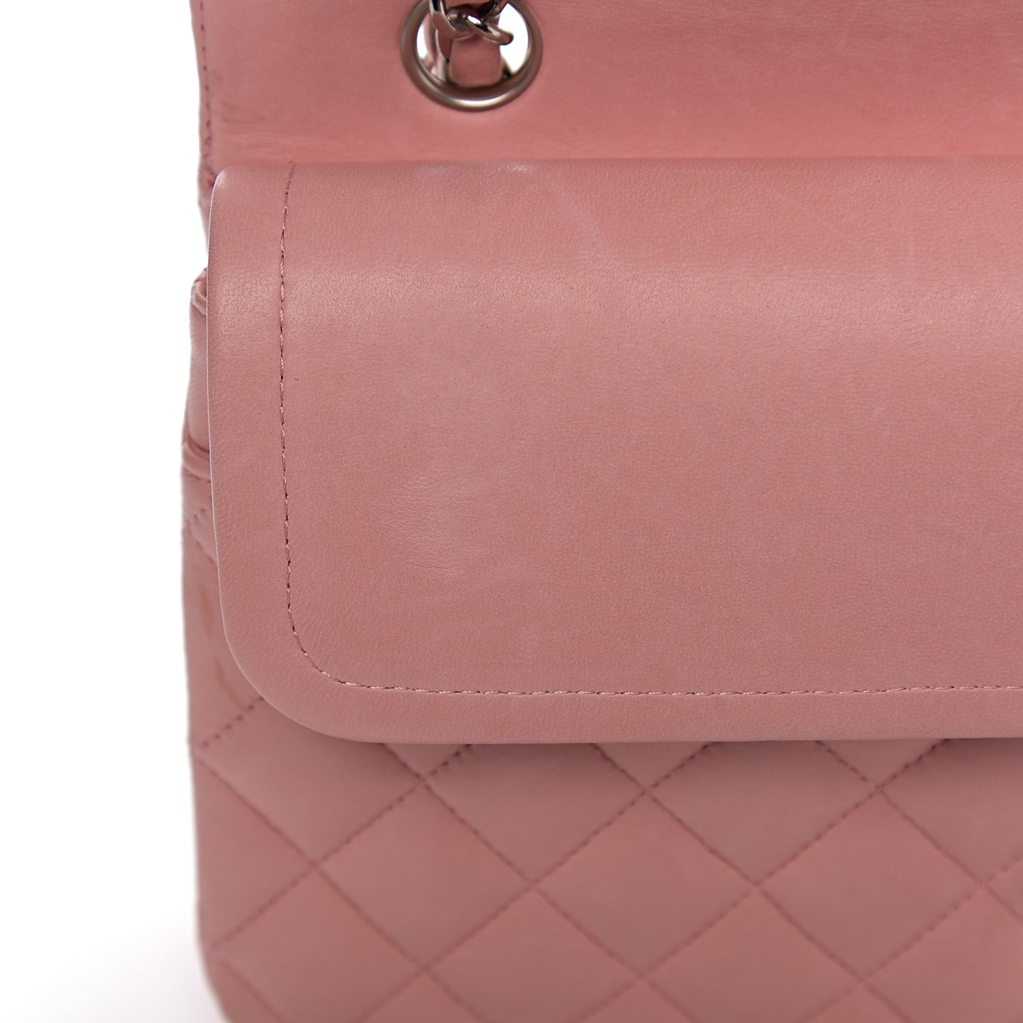Lambskin Quilted Medium Double Flap Light Pink