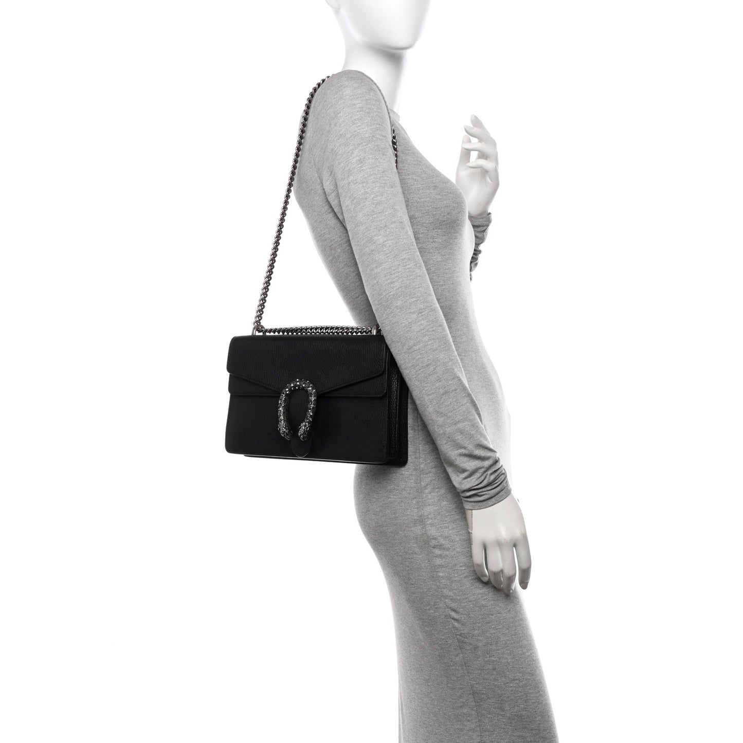 Pebbled Calfskin Small Dionysus Shoulder Bag Black