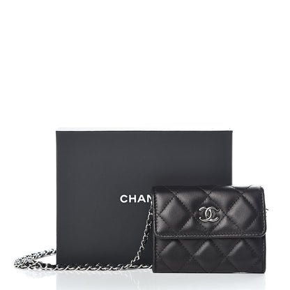 Chanel Lambskin Quilted Card Holder On Chain Black 9 of 9