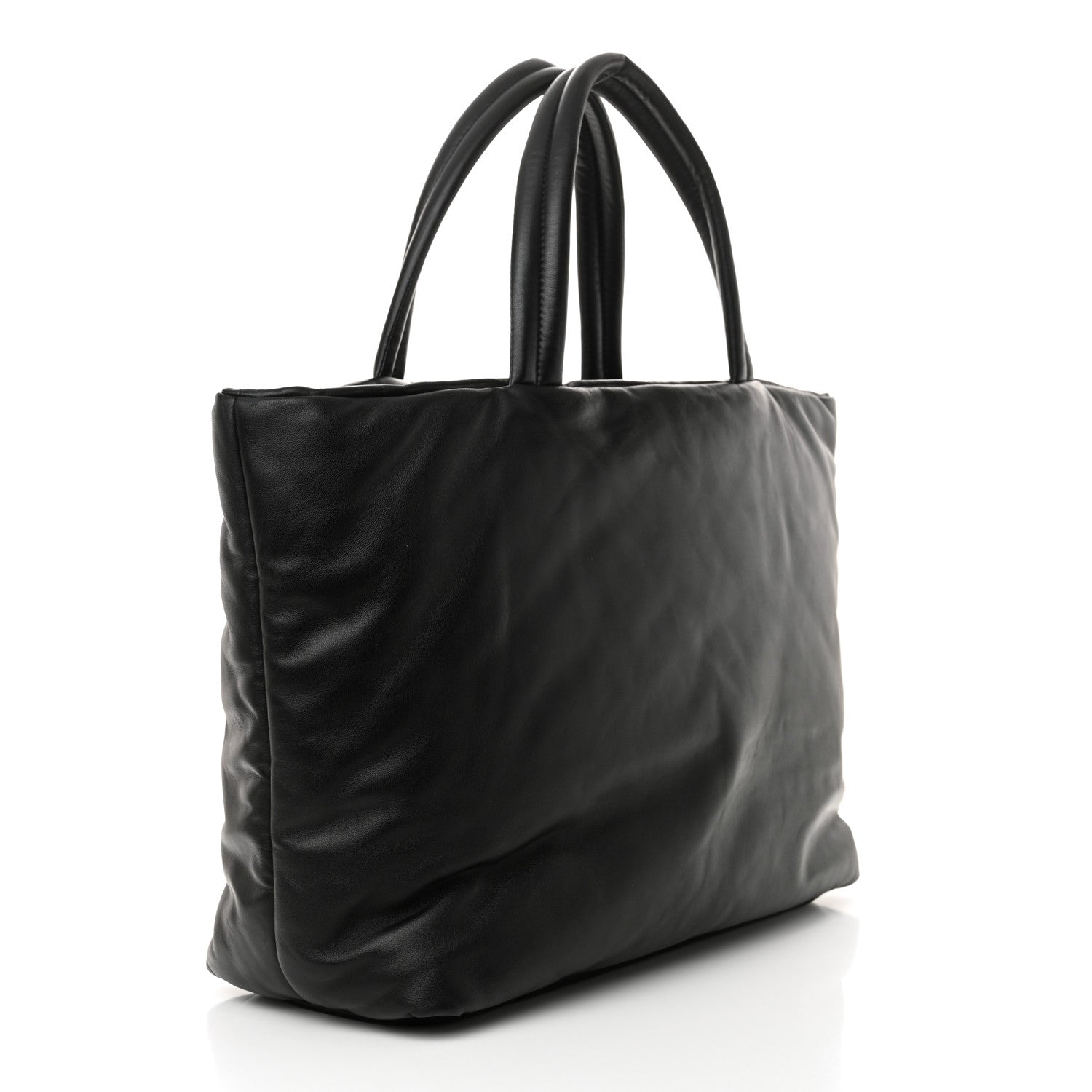 Saint Laurent Lambskin Wide Puffer Tote Black 2 of 10