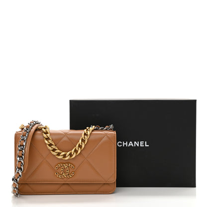 Chanel Lambskin Quilted Chanel 19 Wallet On Chain WOC Brown 11 of 11