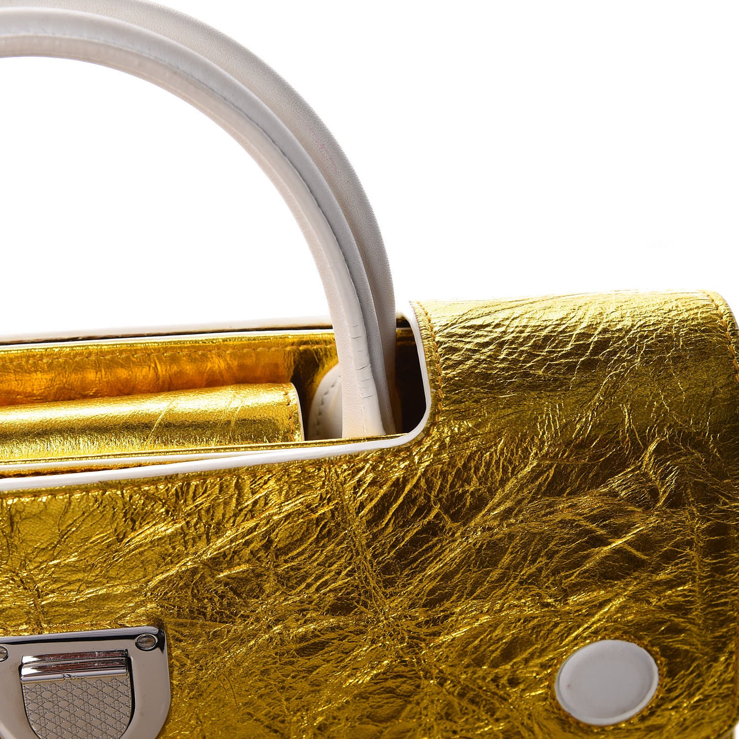 Metallic Calfskin Medium Diorever Flap Gold