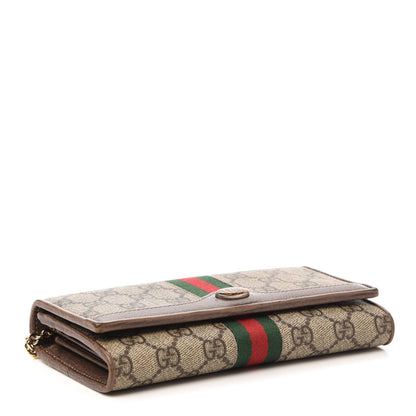Gucci GG Supreme Monogram Web Ophidia Wallet On Chain Brown 4 of 11