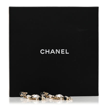 Chanel Enamel Pearl CC Drop Earrings Black Gold 5 of 5