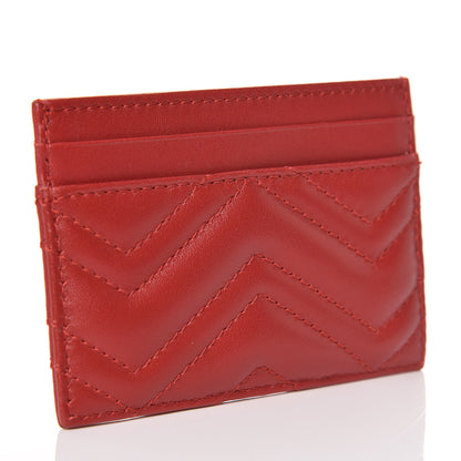 Gucci Calfskin Matelasse GG Marmont Card Holder Hibiscus Red 3 of 7