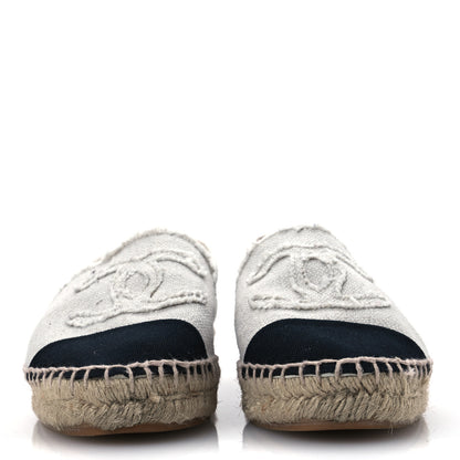 Chanel Linen CC Espadrilles 37 Beige Black 3 of 13