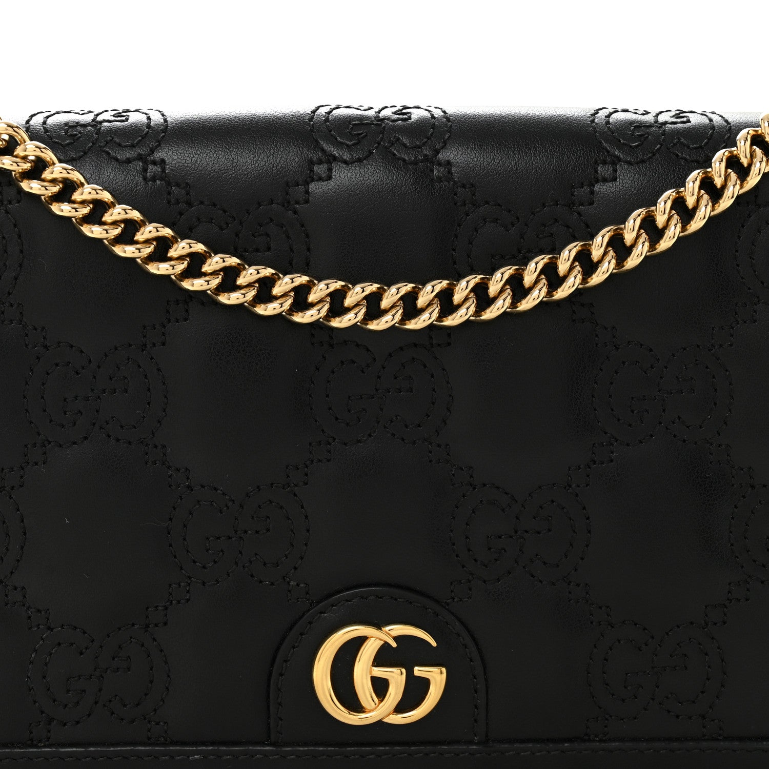 Gucci Calfskin GG Matelasse Chain Wallet Black 7 of 10