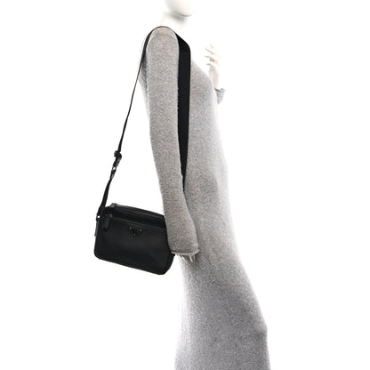 Prada Vitello Daino Zip Shoulder Bag Black 2 of 10