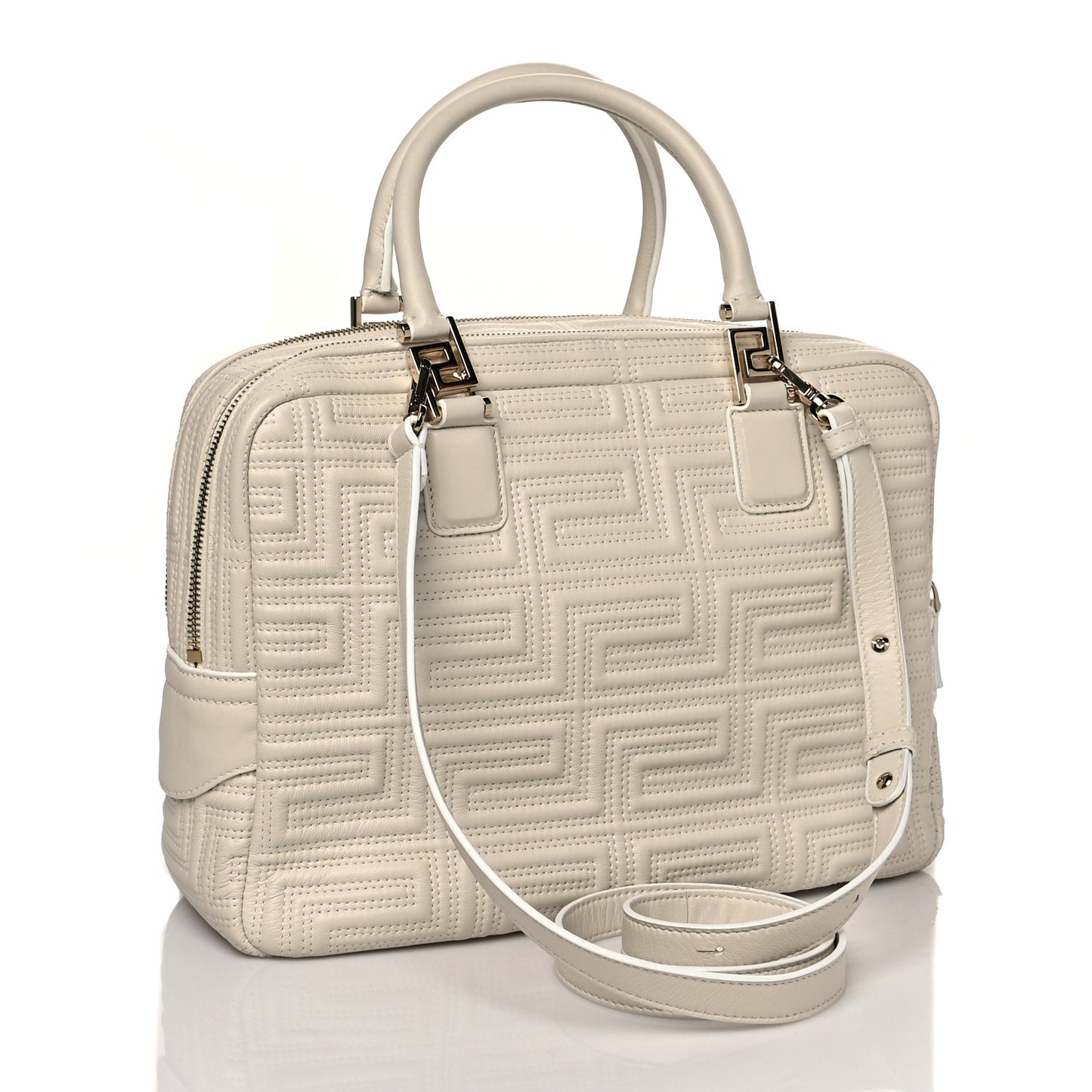 Calfskin Icon Quilted Shoulder Bag White