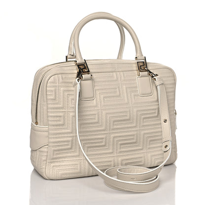 Versace Calfskin Icon Quilted Shoulder Bag White 3 of 10