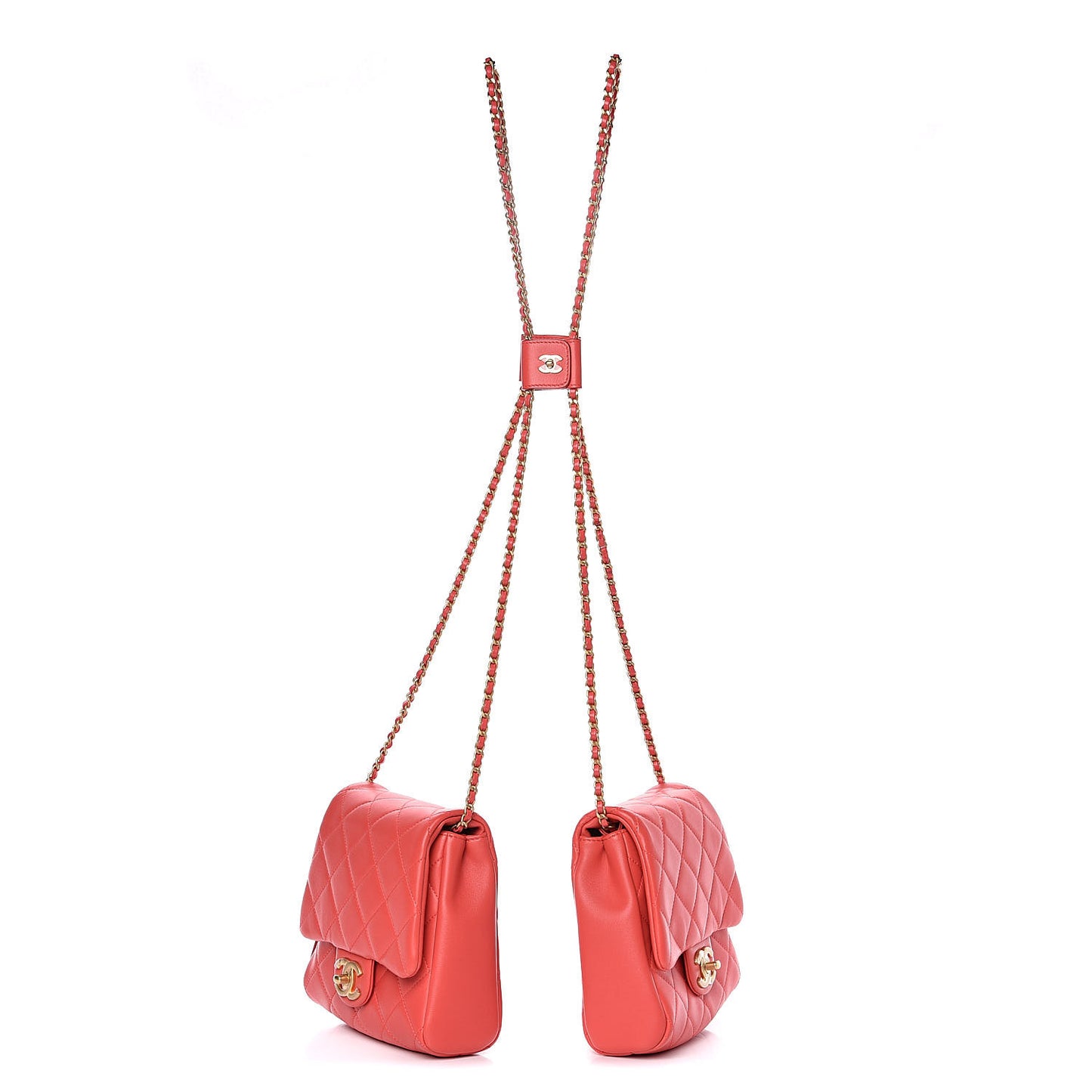 Lambskin Quilted Side-Packs Red