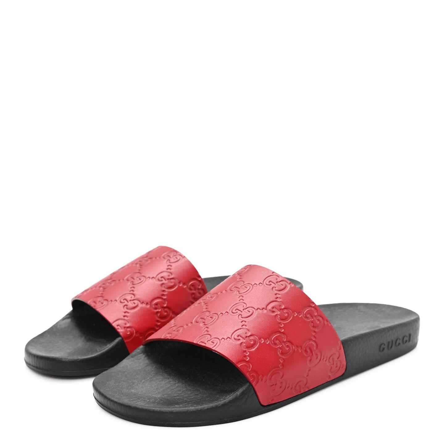 Guccissima Signature Womens Slide Sandals 38 Hibiscus Red