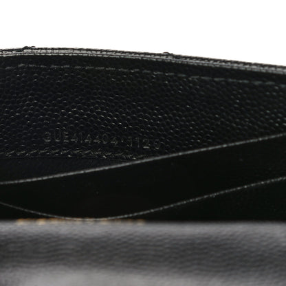 Saint Laurent Grain De Poudre Matelasse Chevron Small Monogram Envelope Wallet Black 10 of 11