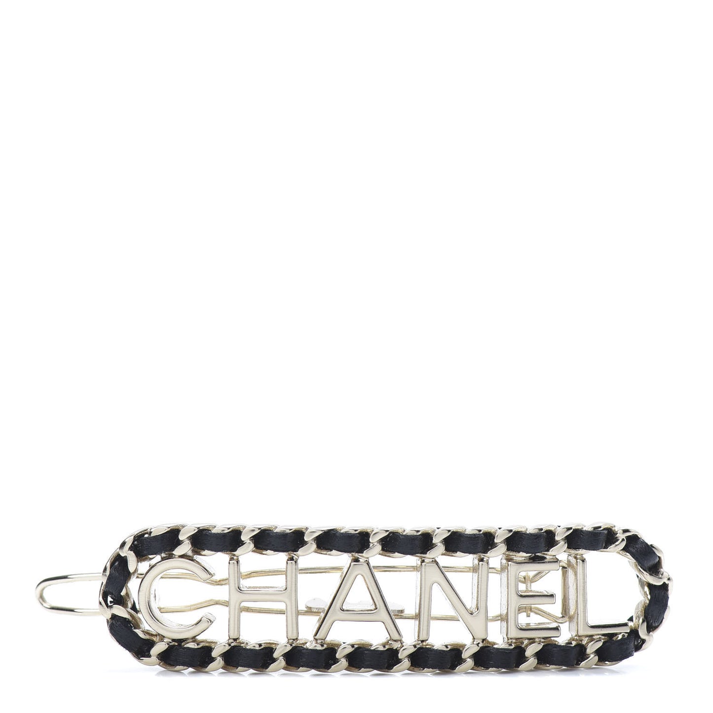 Metal Lambskin Vintage Allure Logo Hair Clip Black Gold