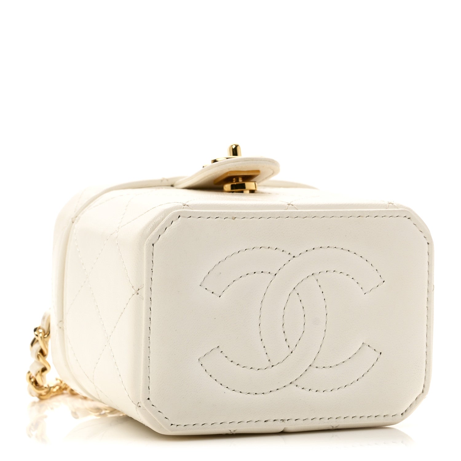 Chanel Lambskin Quilted Vanity Clutch With Chain White 4 of 12