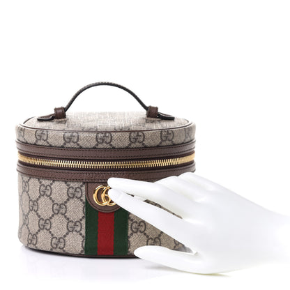 Gucci GG Supreme Monogram Textured Calfskin Web Ophidia Vanity Cosmetic Case Beige Ebony New Acero 2 of 9