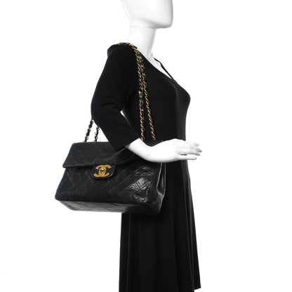 Chanel Lambskin Quilted XL Jumbo Single Flap Black 2 of 20