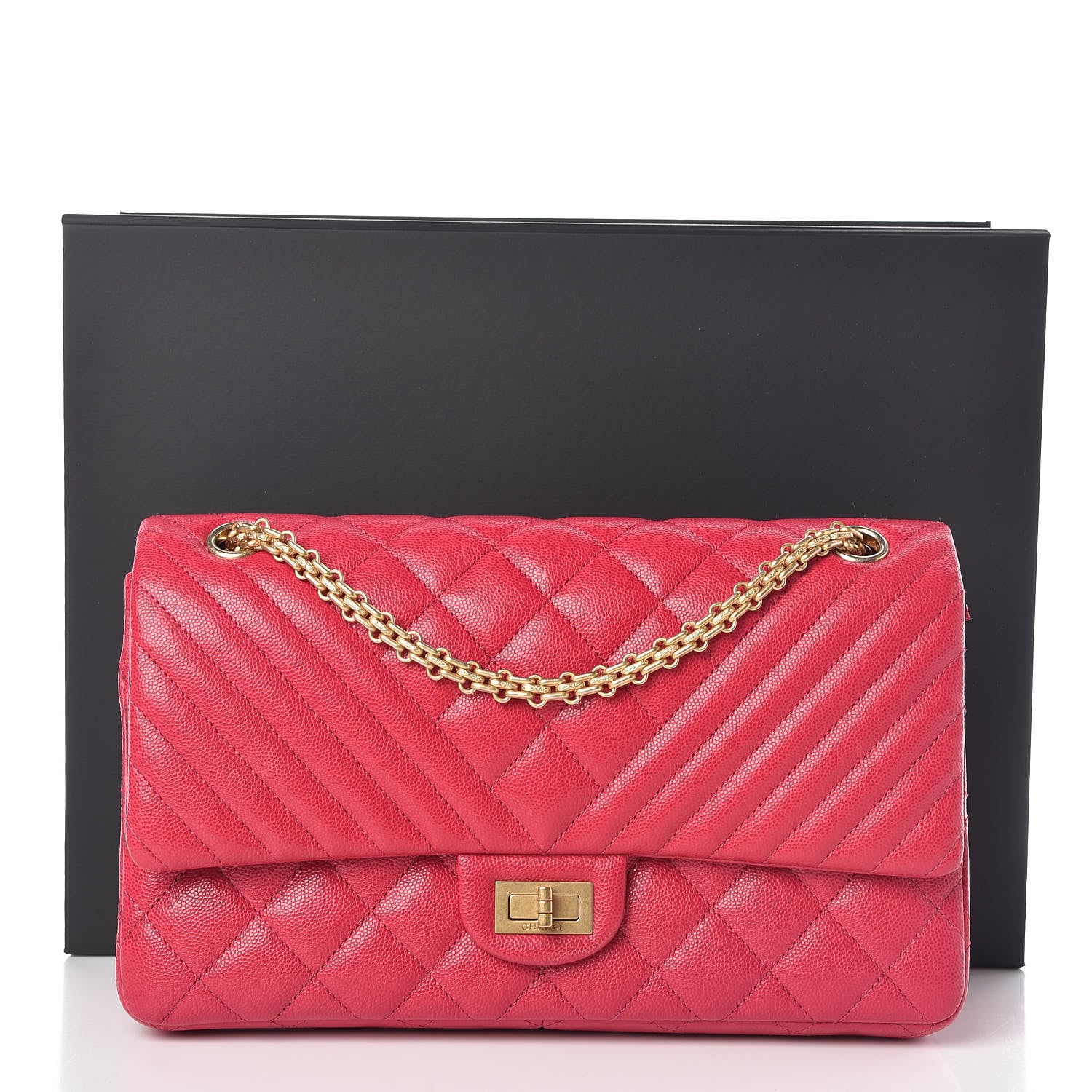 Chanel Caviar Chevron Quilted 2.55 Reissue 226 Flap Fuchsia 10 of 10