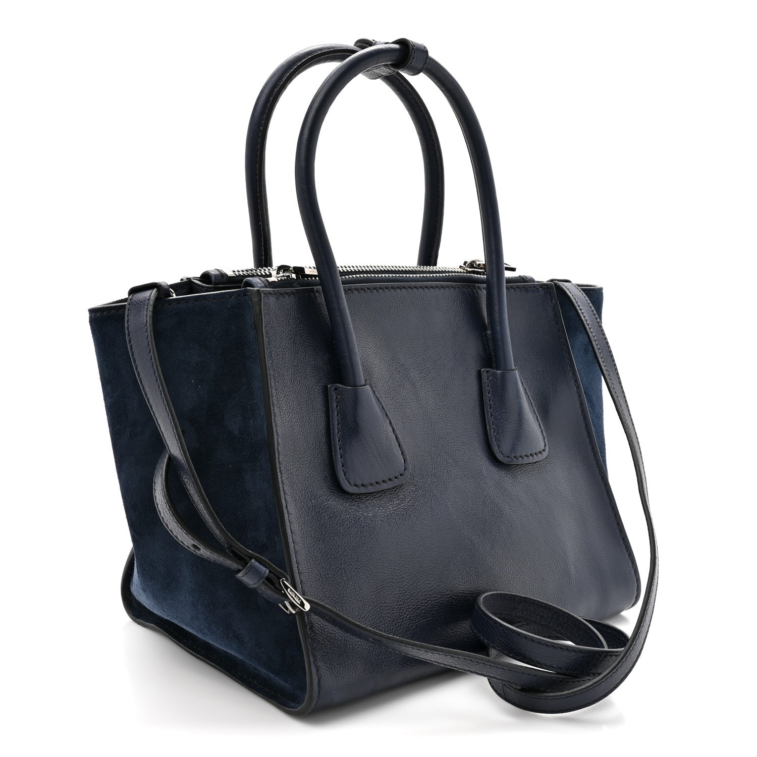 Prada Glace Calf Scamosciato Twin Pocket Tote Baltico 2 of 10