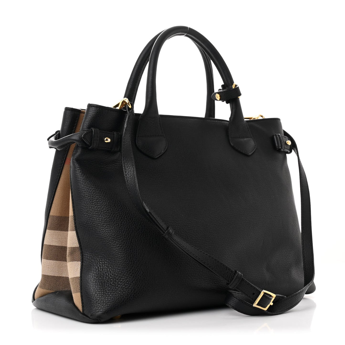 Derby Calfskin House Check Medium Banner Tote Black