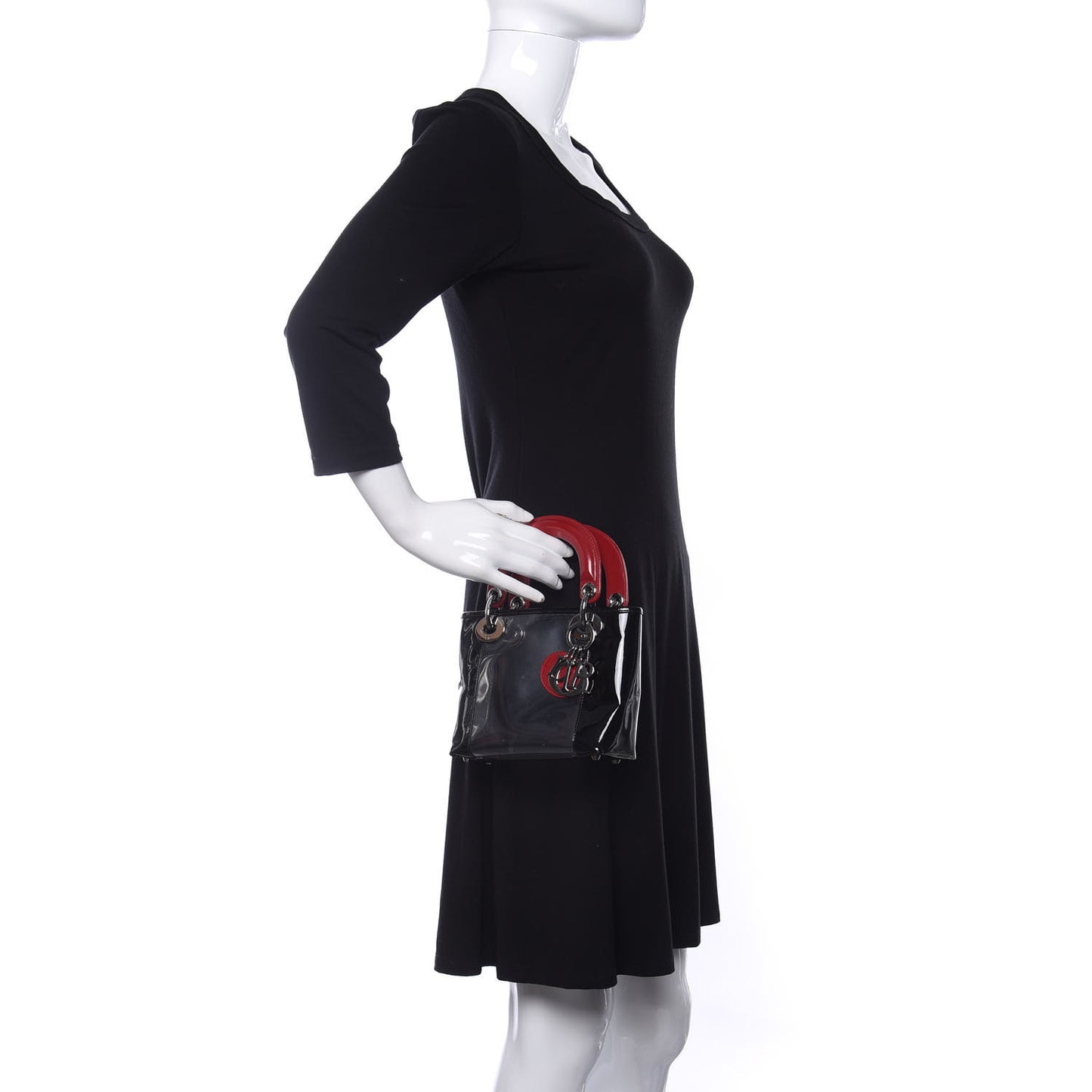 Patent PVC Mini Lady Dior Black Red