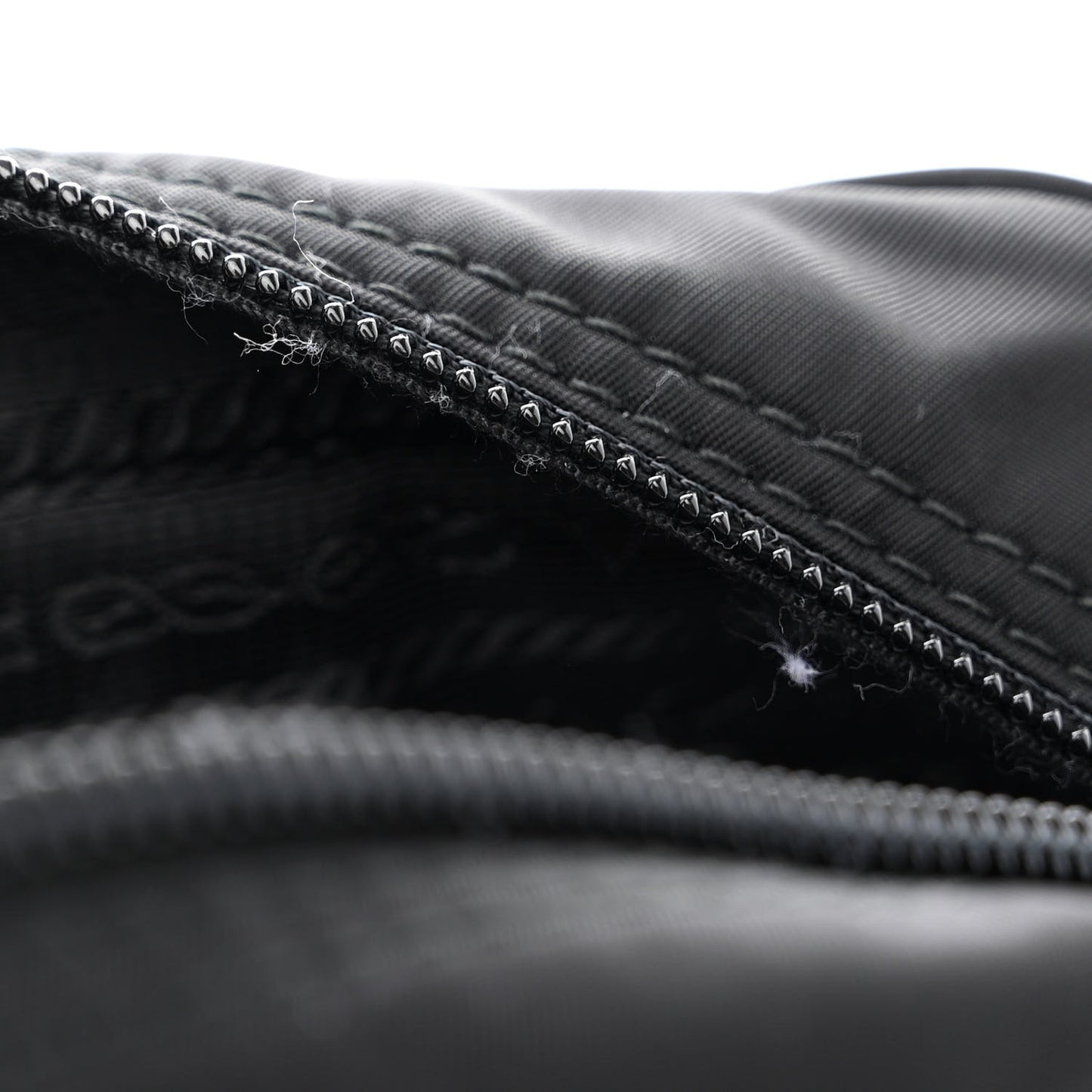 Re-Nylon Vela Saffiano Pocket Double Zip Shoulder Bag Black