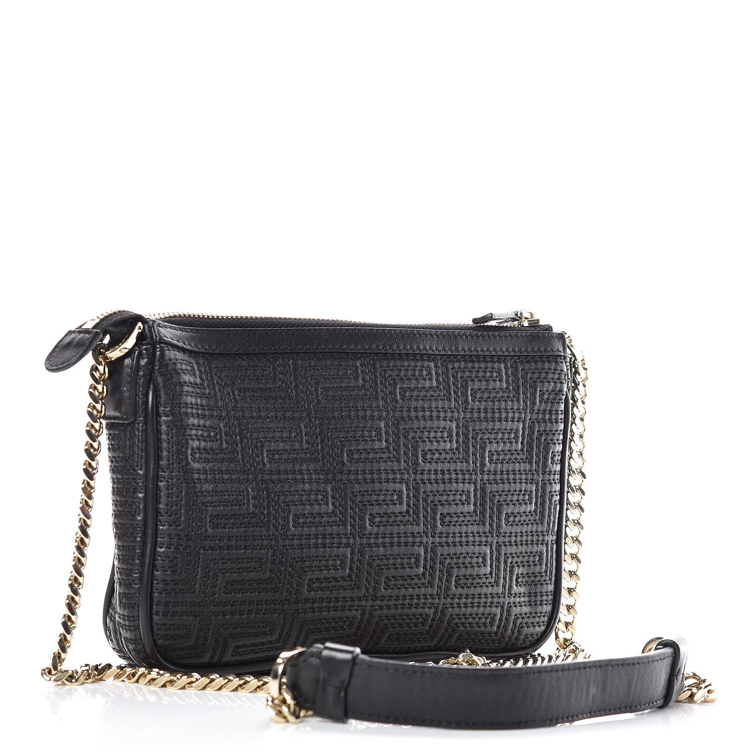 Versace Nappa Quilted Palazzo Chain Crossbody Bag Black 3 of 9