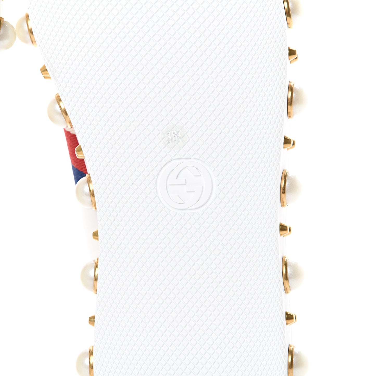 Calfskin Ayers Web Pearl Studded Womens Ace Sneakers 38.5 White