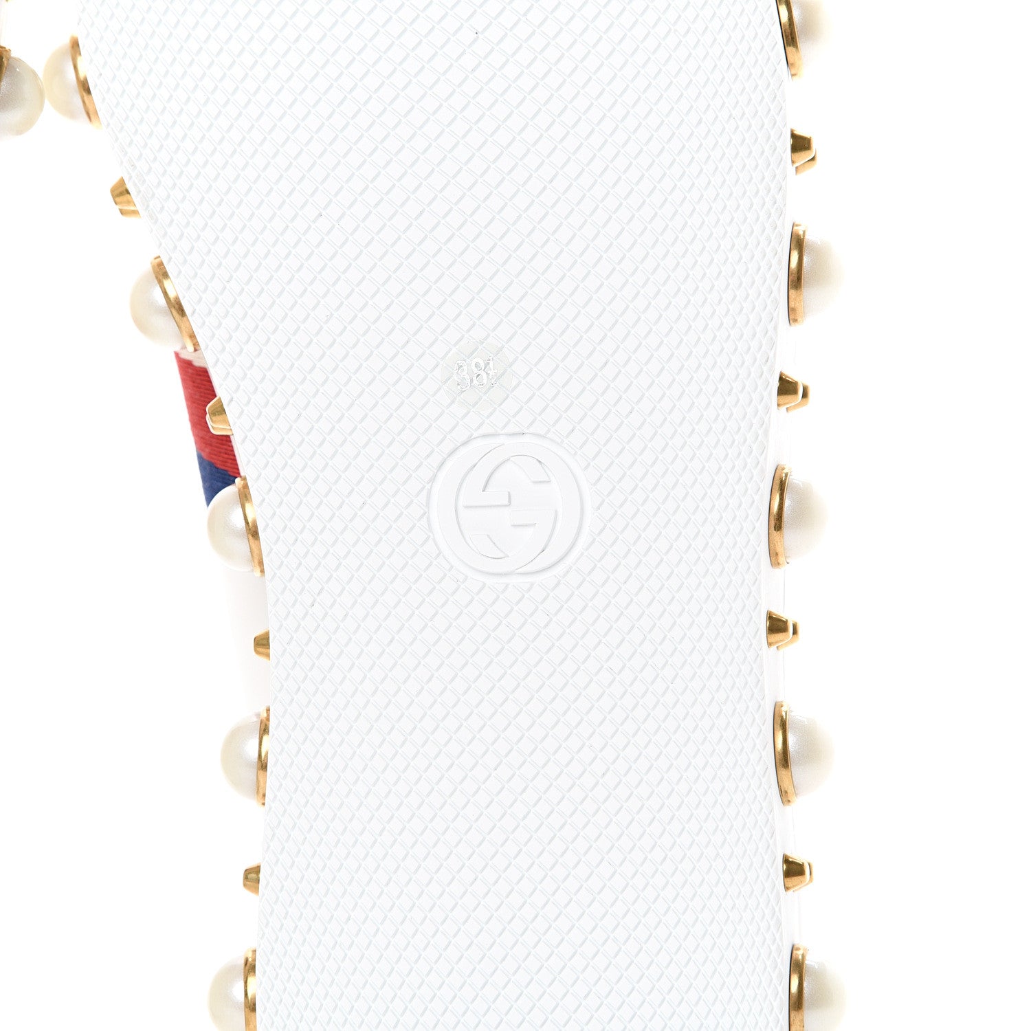 Gucci Calfskin Ayers Web Pearl Studded Womens Ace Sneakers 38.5 White 6 of 8