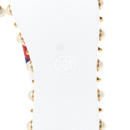 Gucci Calfskin Ayers Web Pearl Studded Womens Ace Sneakers 38.5 White 6 of 8
