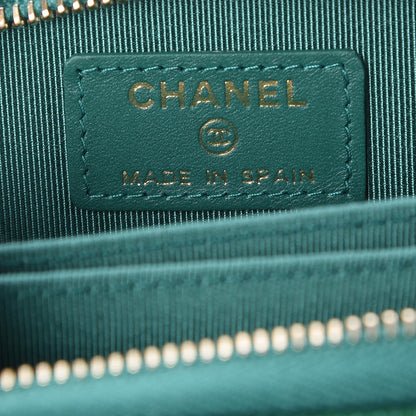 Chanel Metallic Caviar Quilted Zip Coin Purse Green 6 of 8