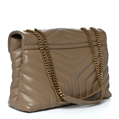 Saint Laurent Calfskin Y Quilted Monogram Medium Loulou Chain Satchel Dark Latte 3 of 16