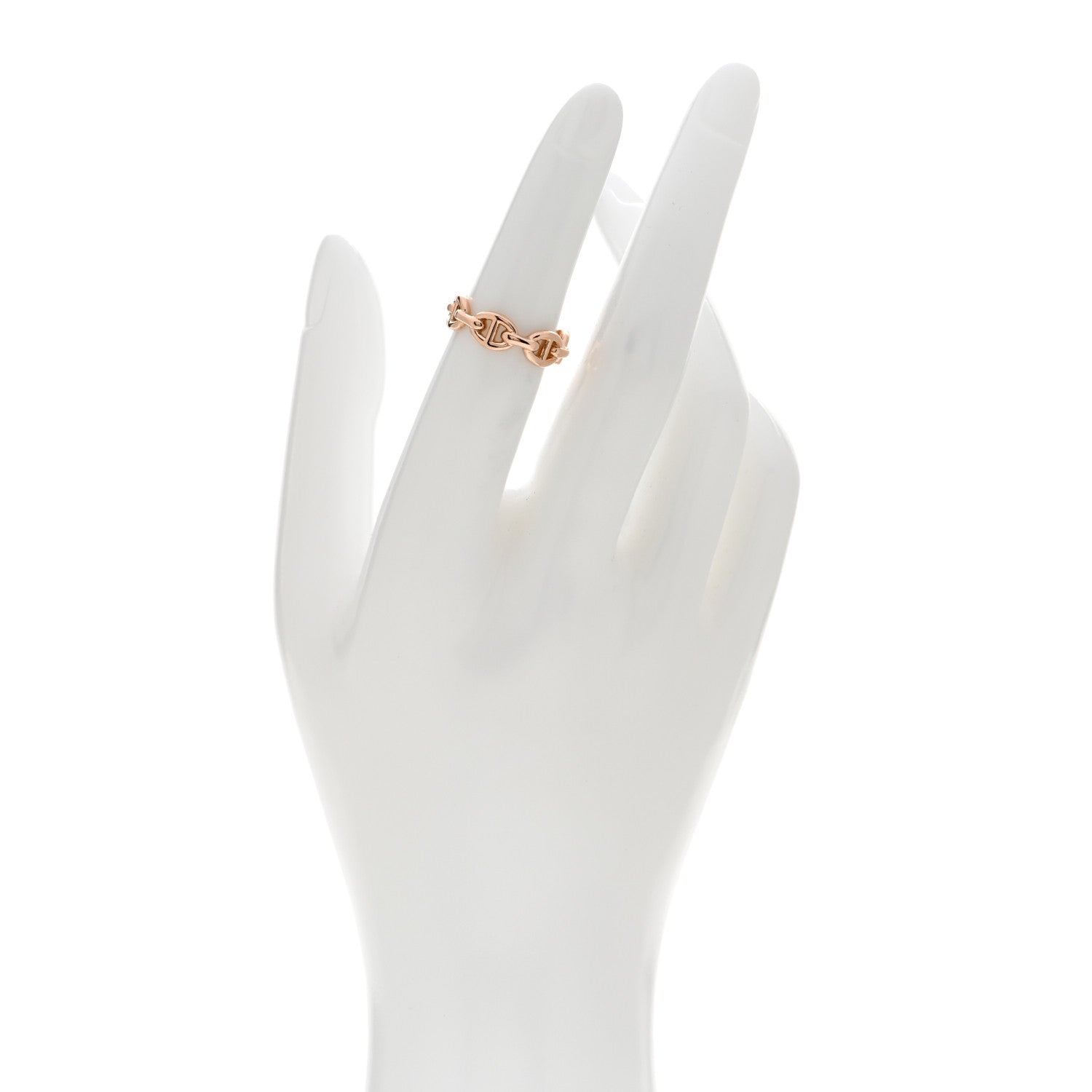 Hermes 18K Rose Gold PM Chaine d'Ancre Enchainee Ring 50 5.25 2 of 5