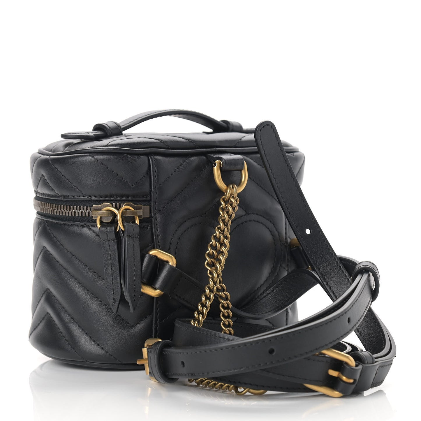 Calfskin Matelasse Mini GG Marmont Round Backpack Black
