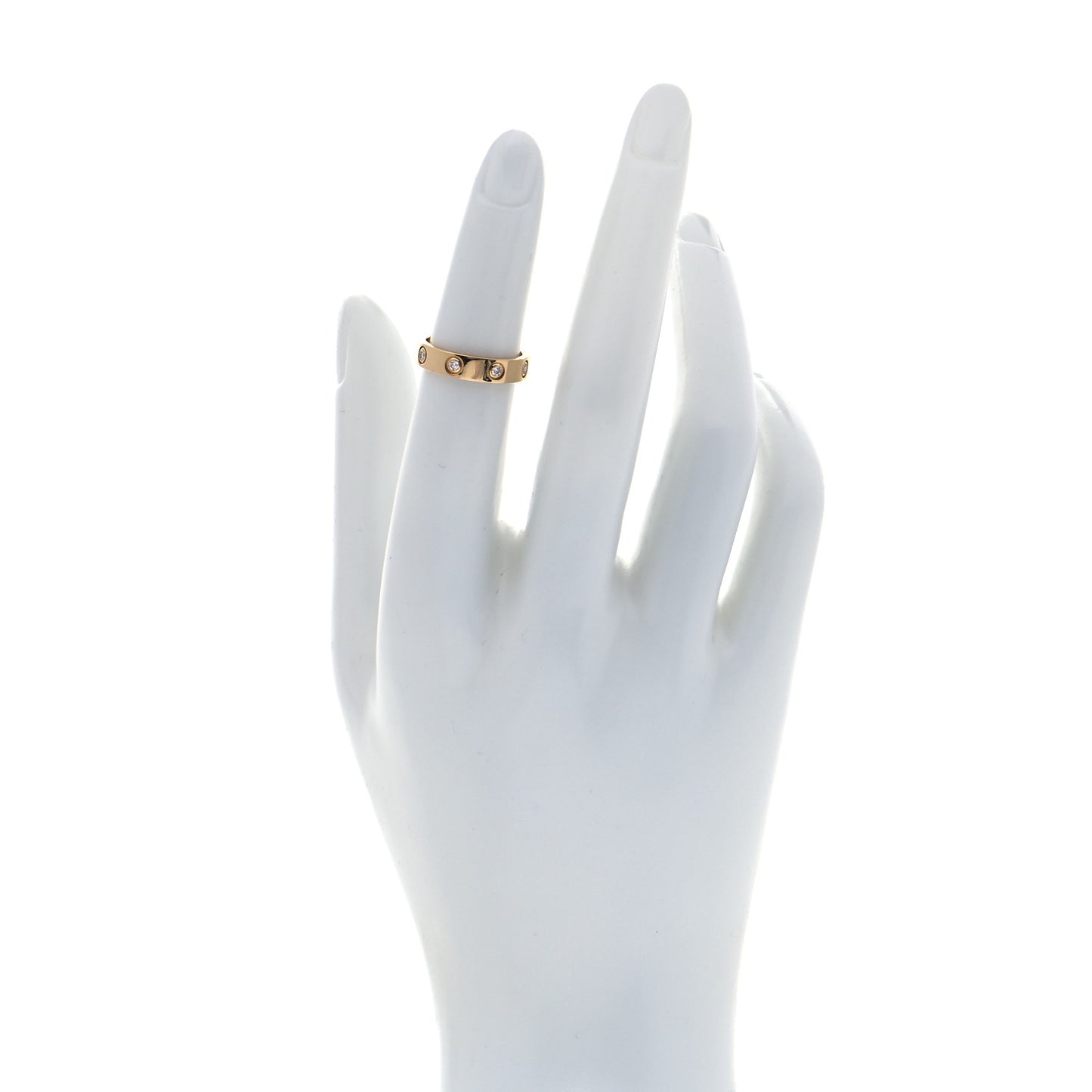 18K Yellow Gold 8 Diamond 4mm Band LOVE Ring 48 4.5