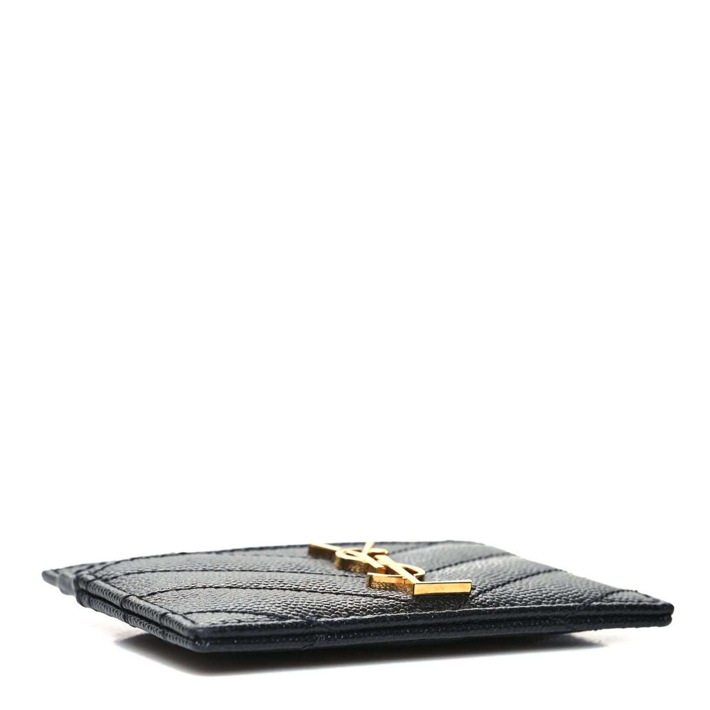 Grain De Poudre Matelasse Chevron Monogram Credit Card Case Black