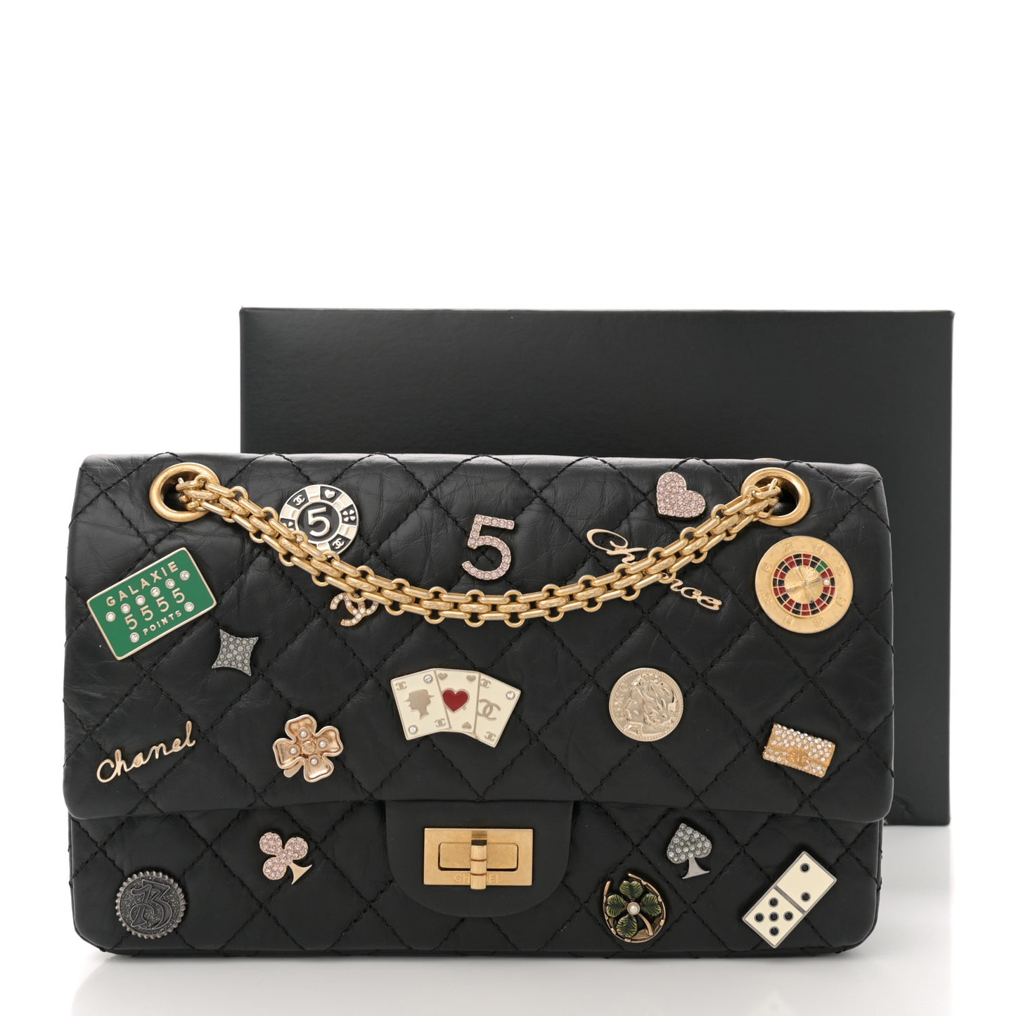 Aged Calfskin Quilted Casino 2.55 Reissue 225 Flap Black