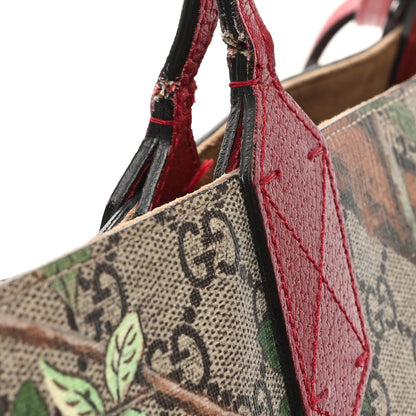 Gucci GG Supreme Monogram Tian Medium Shopping Tote Beige Multicolor Red 11 of 11