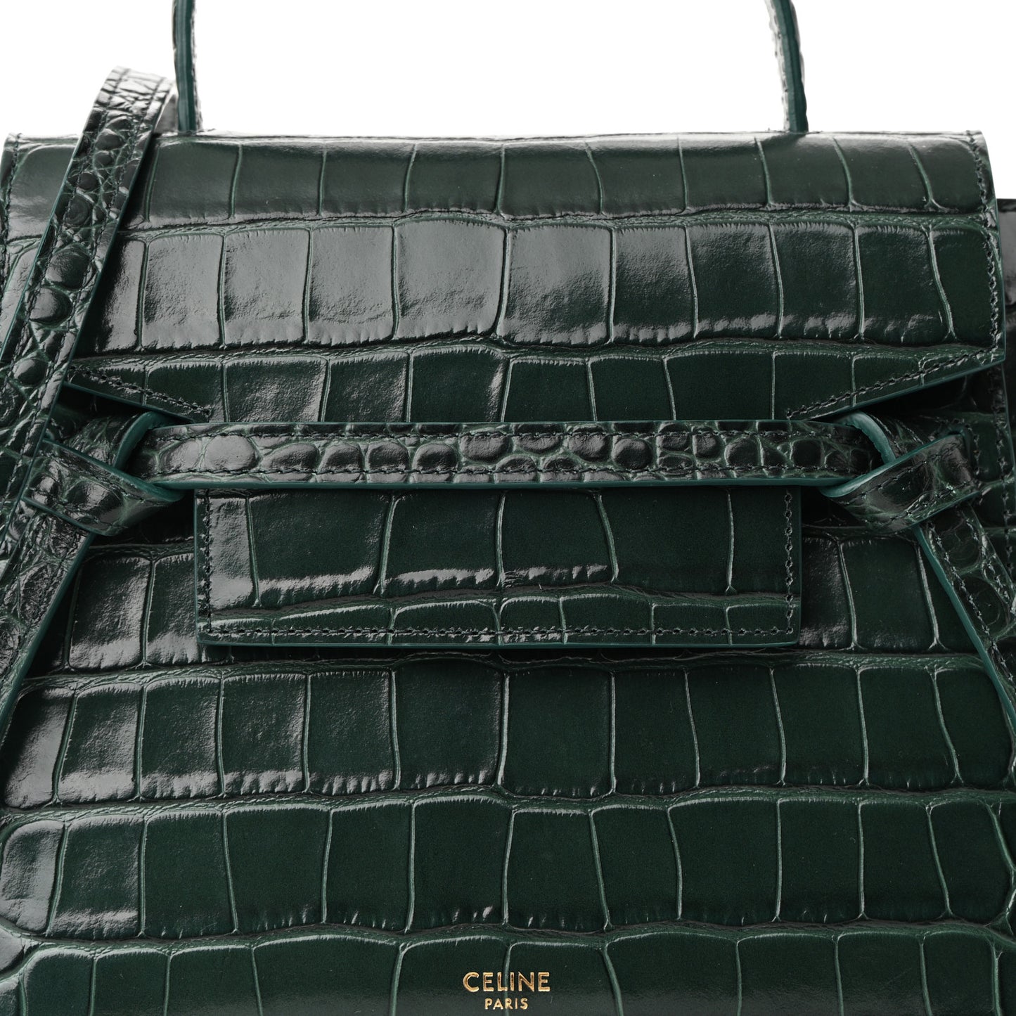 Calfskin Crocodile Embossed Nano Belt Bag Amazone