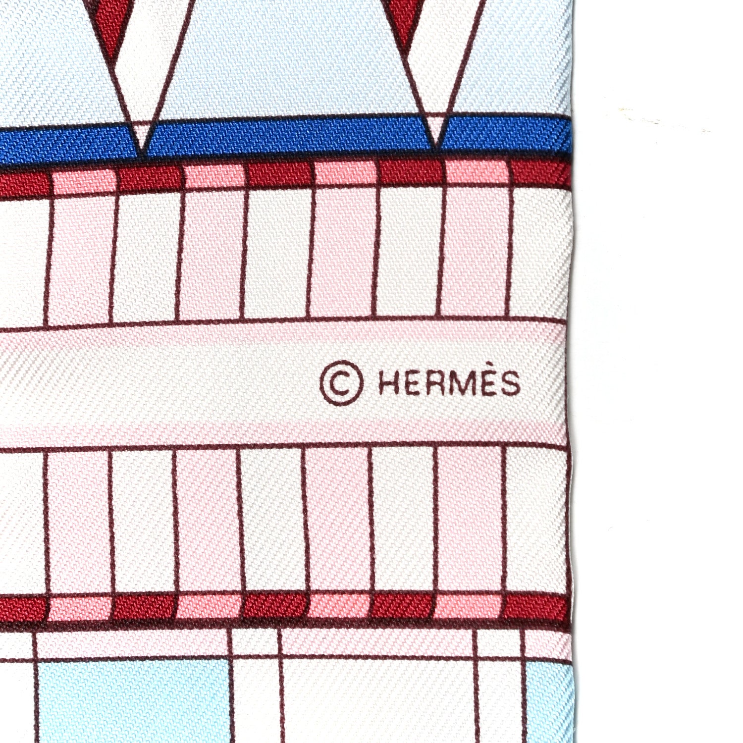 Hermes Silk Voltes Et Pirouettes Twilly Rose Ciel Bordeaux 3 of 4